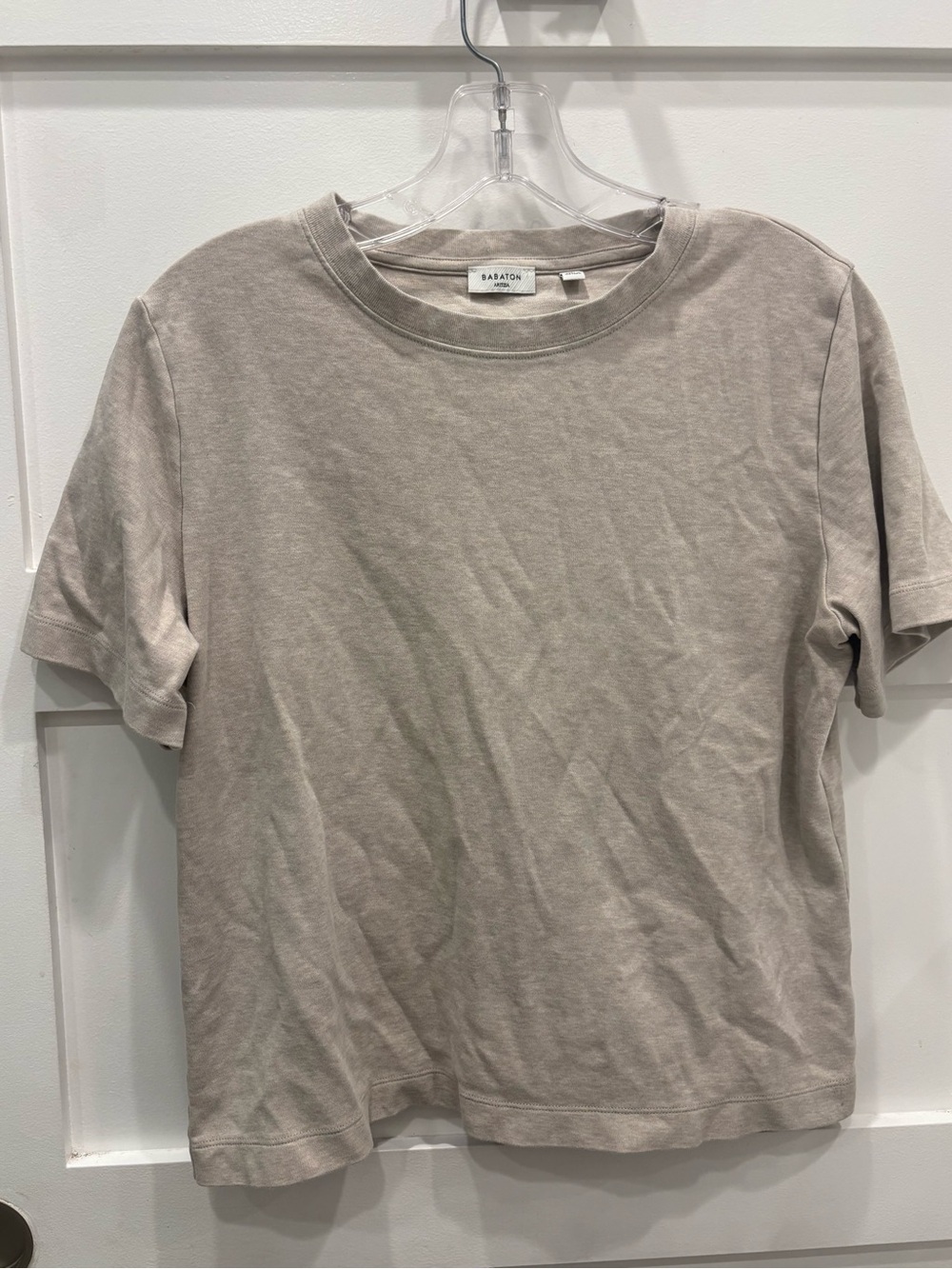 Babaton Short Sleeve Crewneck Tee in Taupe Beige
